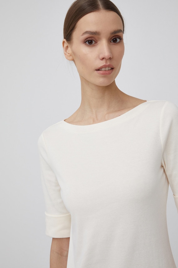 Tričko Lauren Ralph Lauren s elastanom béžová 200654963036