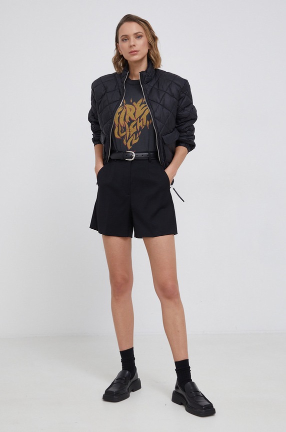 The Kooples - Tricou din bumbac FTSC24012K gri SS22