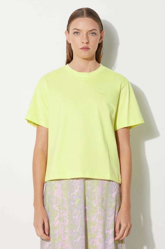 adidas Originals cotton T-shirt Trefoil Moments plain green HE6891