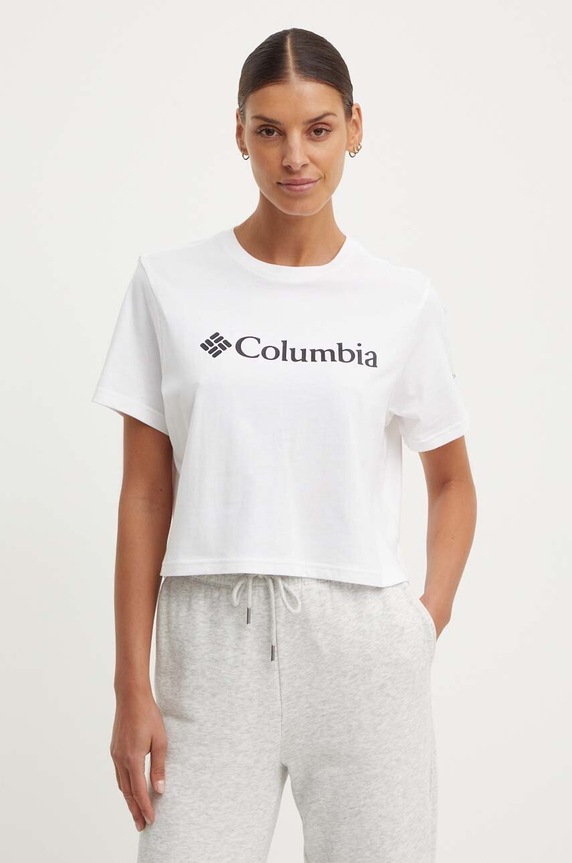 Columbia t-shirt bawełniany North Cascades nadruk biały 1930051