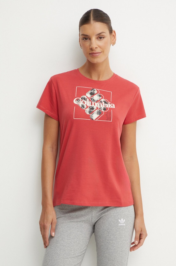 Αθλητικό μπλουζάκι Columbia Sun Trek SS Graphic στάμπα κόκκινο 1931753.
