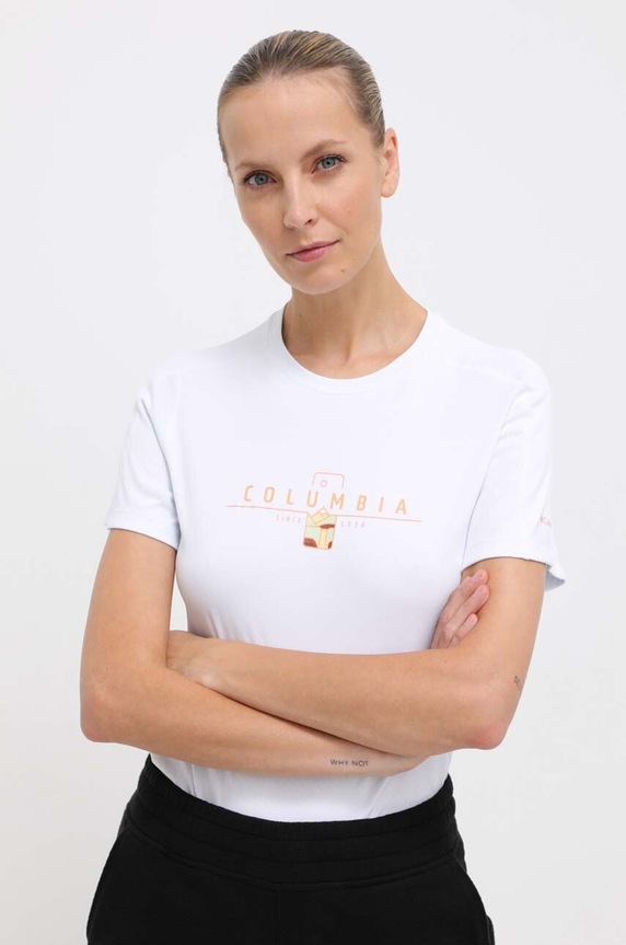 Columbia tricou sport Zero Rules Graphic print alb 1991583