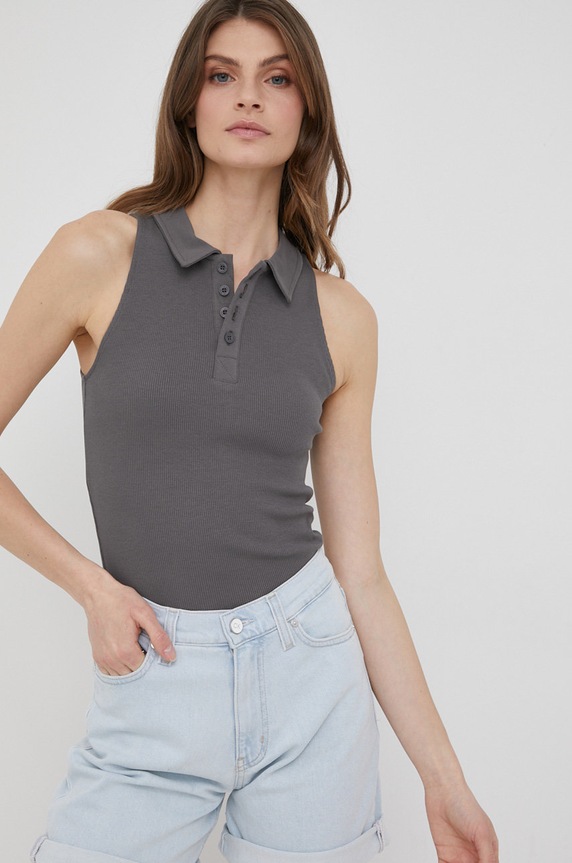 Dr. Denim top bawełna szary 2221103B3.B35
