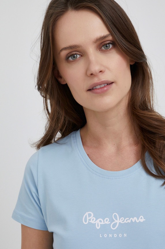 Tričko Pepe Jeans New Virginia Ss N modrá PL505202.516