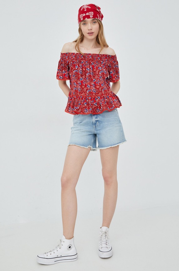 Superdry bluzka W6011292A.6XA czerwony SS22