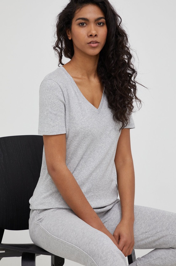 United Colors of Benetton tricou din bumbac melanj gri 3GA2E4230.501