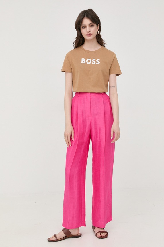 BOSS tricou din bumbac print bej 50468356