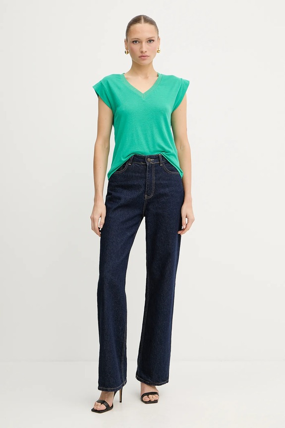 Morgan t-shirt lniany 221.DAME zielony SS25