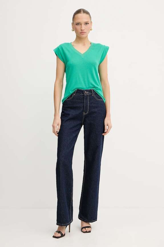 Morgan t-shirt lniany 221.DAME zielony SS25