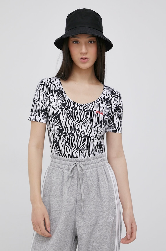 Μπλουζάκι Fila εμπριμέ μαύρο FAW0123