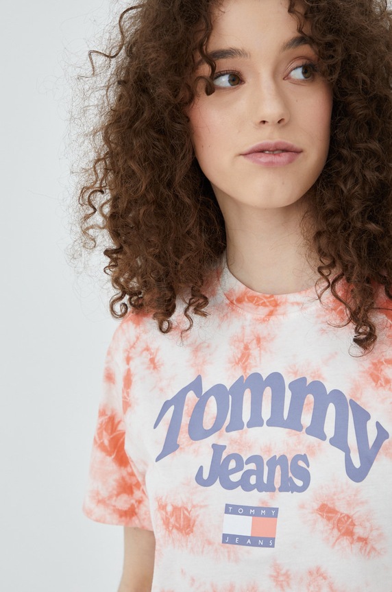 Tommy Jeans t-shirt bawełniany DW0DW12728.PPYY różowy DW0DW12728.PPYY