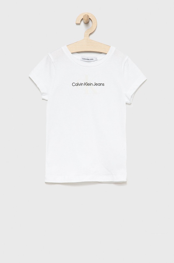 Calvin Klein Jeans t-shirt bawełniany dziecięcy IG0IG01347.PPYY nadruk biały IG0IG01347.PPYY