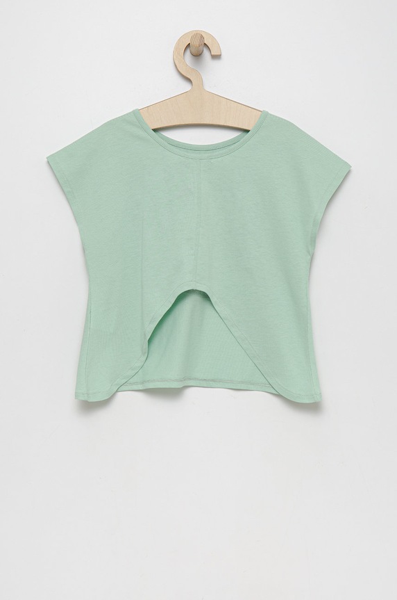 Detské bavlnené tričko United Colors of Benetton 3I1XC104O.G zelená SS22