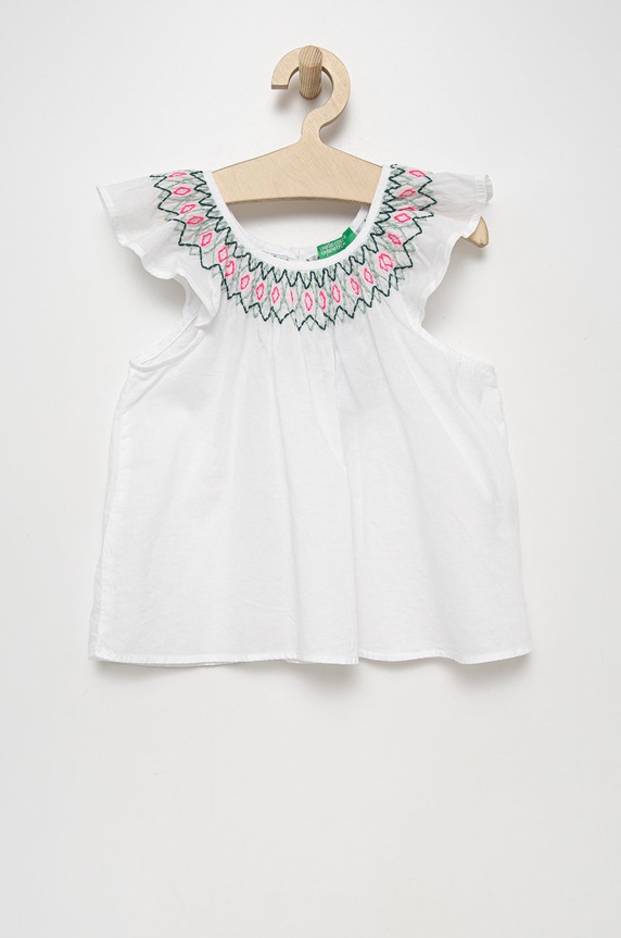 Dječja pamučna bluza United Colors of Benetton Planet friendly bijela 5DPFCQ00I.G