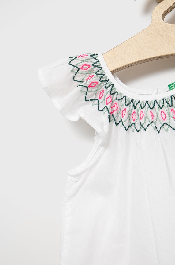 Djevojčice Dječja pamučna bluza United Colors of Benetton 5DPFCQ00I.G bijela