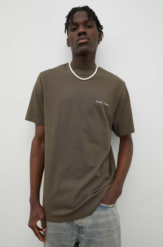 Samsoe Samsoe t-shirt bawełniany Norsbro zielony M20300010