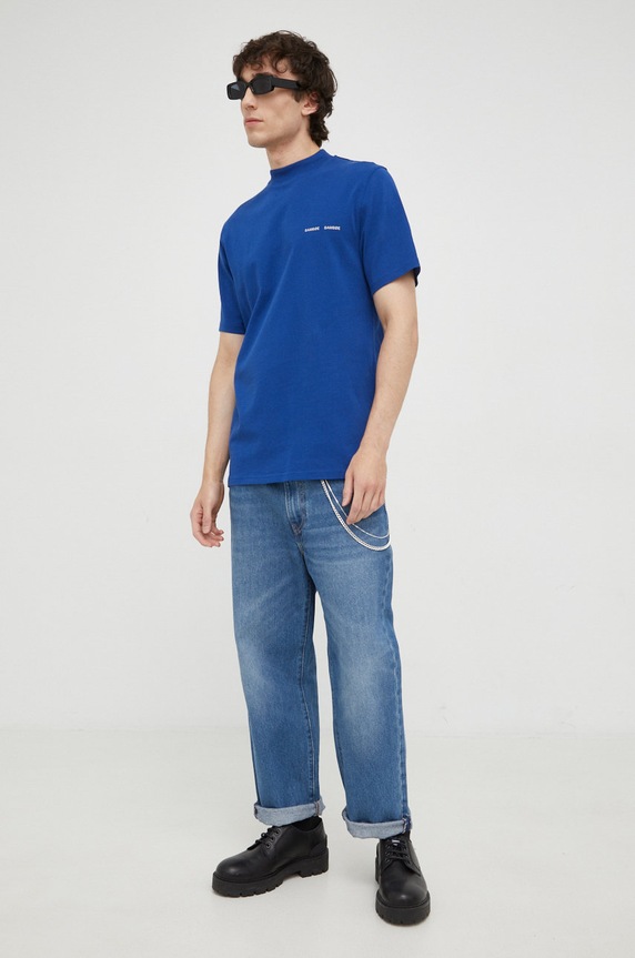 Samsoe Samsoe t-shirt bawełniany Norsbro M20300010 niebieski SS25