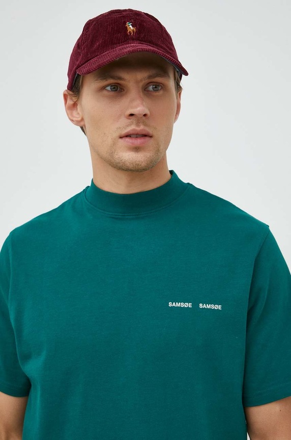 Samsoe Samsoe t-shirt bawełniany Norsbro turkusowy M20300010