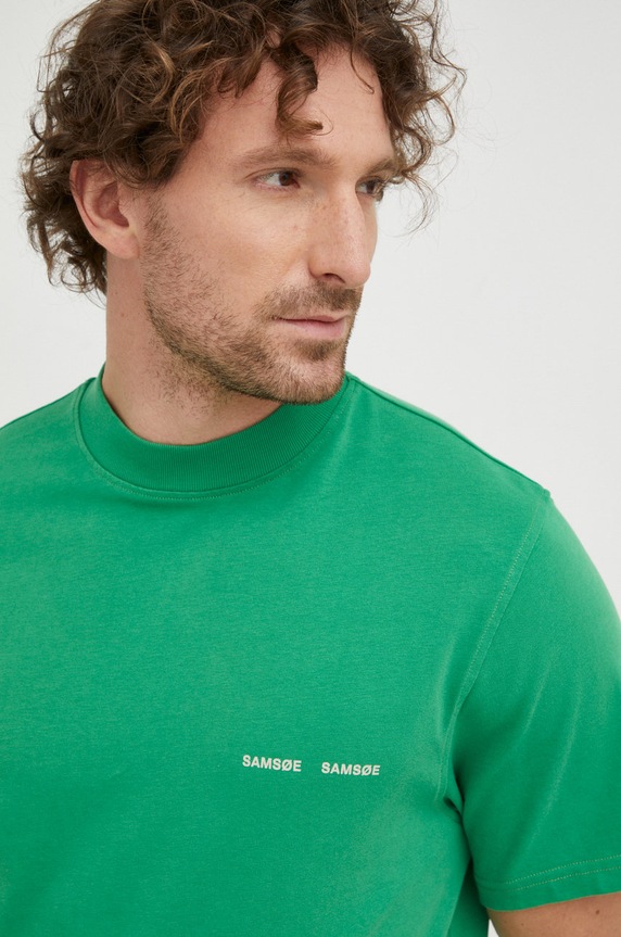 Samsoe Samsoe t-shirt bawełniany Norsbro zielony M20300010