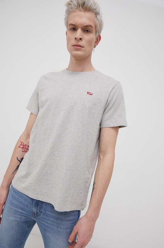Bavlněné tričko Levi's směs šedá 56605.0130