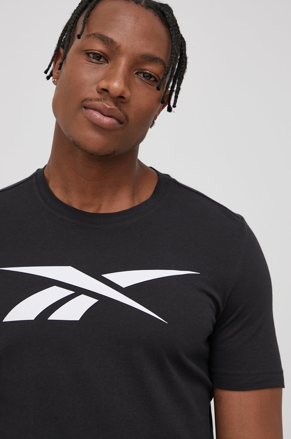 Reebok t-shirt bawełniany nadruk czarny HD4000