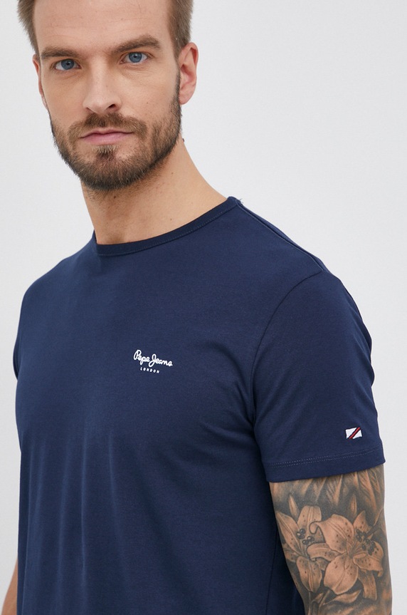 Pepe Jeans T-shirt Original Basic 3 bawełna granatowy PM508212.595