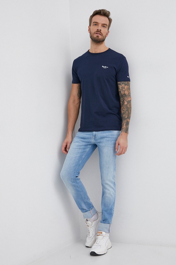 Pepe Jeans T-shirt Original Basic 3 PM508212.595 granatowy SS22