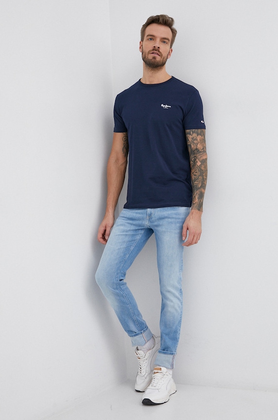 Pepe Jeans T-shirt Original Basic 3 PM508212.595 granatowy SS22