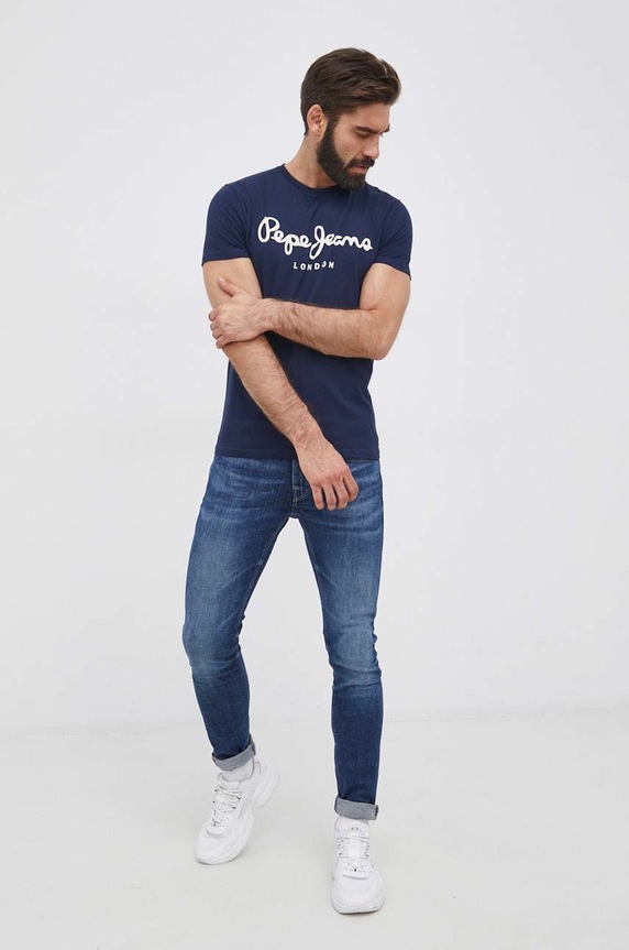 Pepe Jeans t-shirt Original Stretch PM508210.595 sötétkék SS22