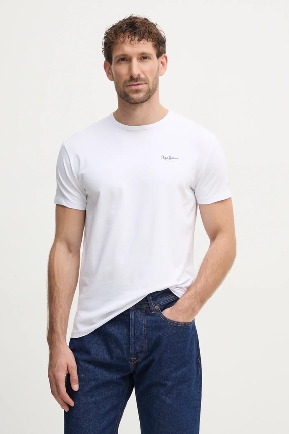 Majica kratkih rukava Pepe Jeans Original Basic s elastinom bijela PM508212.800