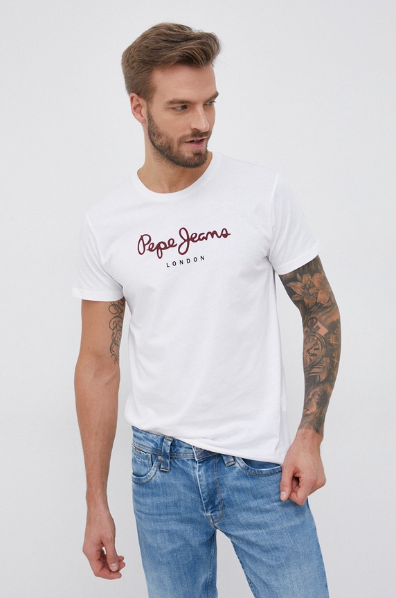 Βαμβακερό μπλουζάκι Pepe Jeans EGGO N EGGO N λευκό PM508208.800