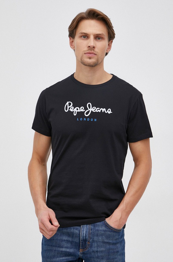 Βαμβακερό μπλουζάκι Pepe Jeans EGGO N EGGO N στάμπα μαύρο PM508208.999