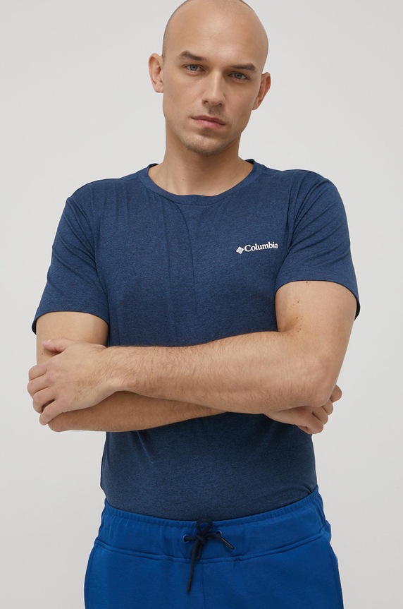 Columbia t-shirt sportowy Tech Trail Graphic z elastanem granatowy 1930802