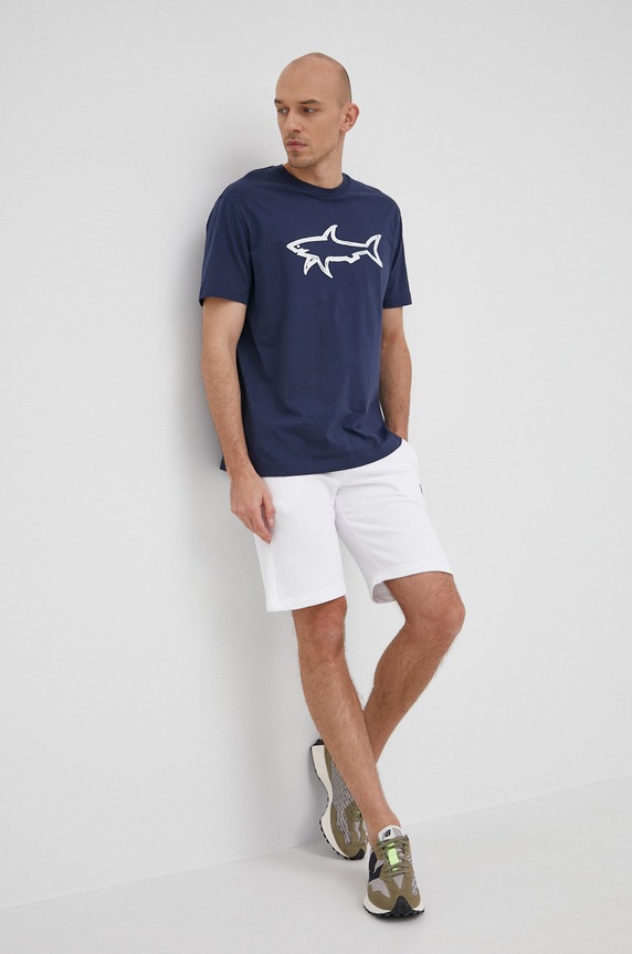 Paul&Shark T-shirt bawełniany aplikacja granatowy 22411073