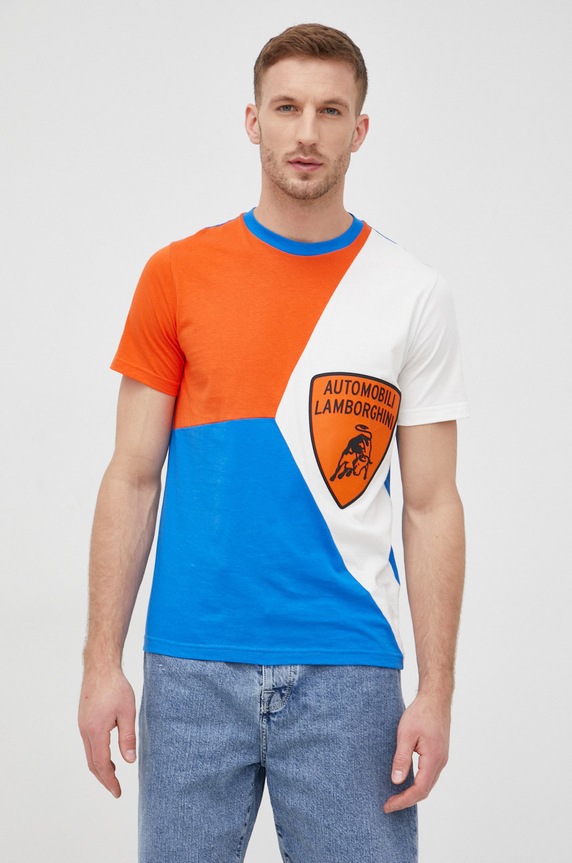 Lamborghini t-shirt wzorzyste niebieski 72XBH012