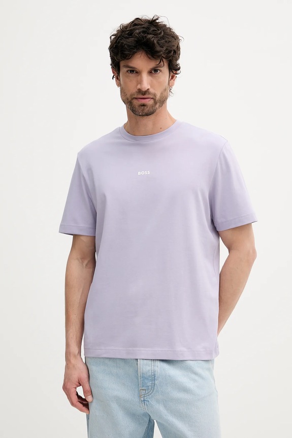 BOSS Orange T-shirt męski z bawełną TChup z elastanem różowy 50473278
