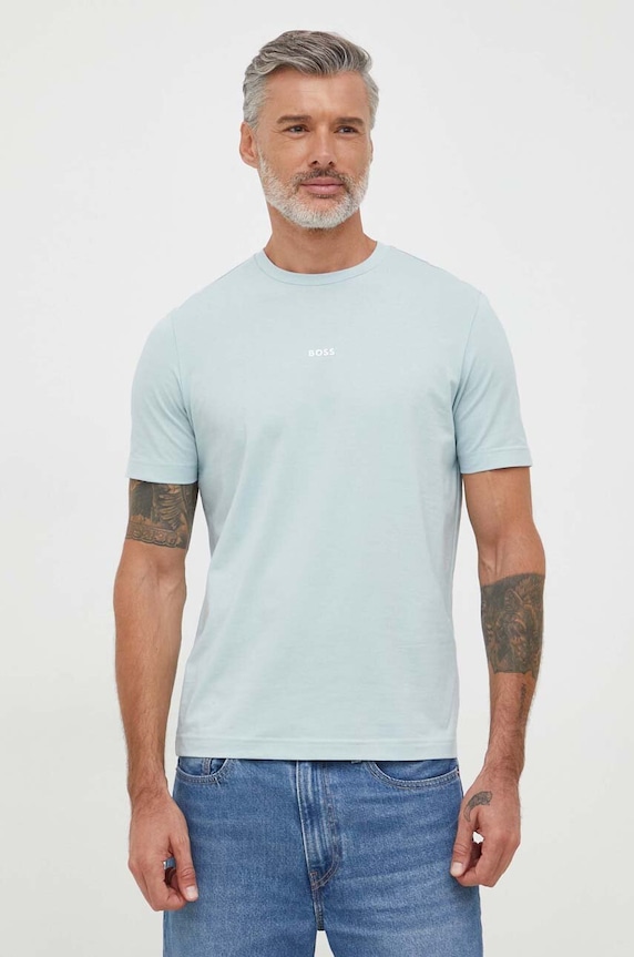 BOSS Orange T-shirt ανδρικό με βαμβάκι TChup με ελαστάν μπλε 50473278
