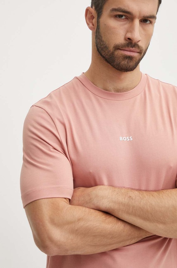 Ρούχα BOSS Orange T-shirt ανδρικό βαμβακερό TChup 50473278 ροζ
