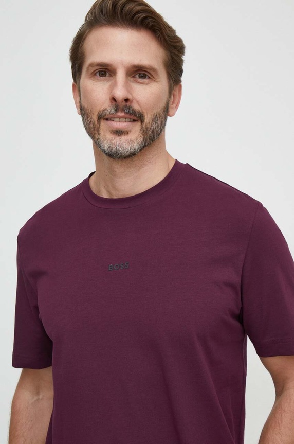 BOSS Orange T-shirt męski z bawełną TChup z elastanem fioletowy 50473278