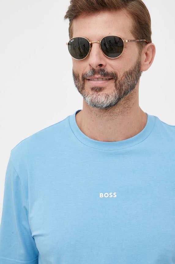 BOSS Orange T-shirt męski z bawełną TChup niebieski 50473278