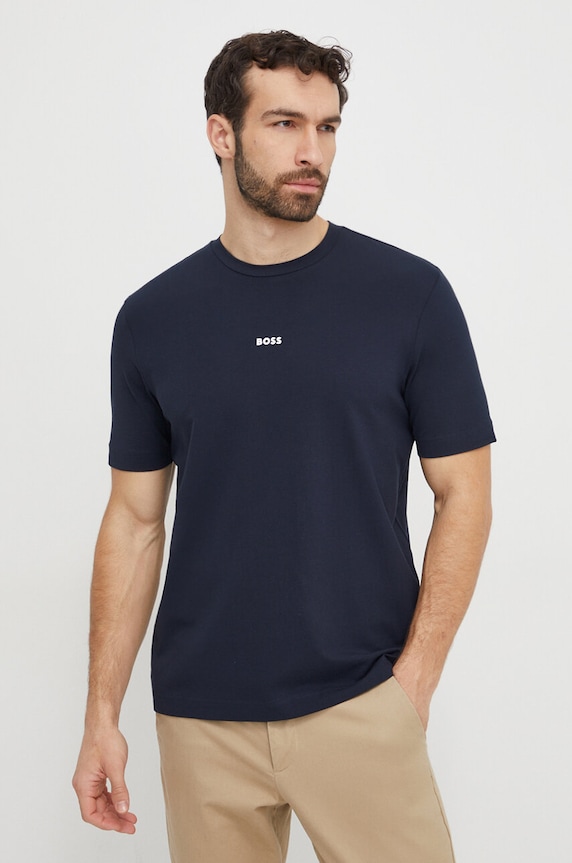 BOSS Orange t-shirt ανδρικό με βαμβάκι TChup με ελαστάν σκούρο μπλε 50473278