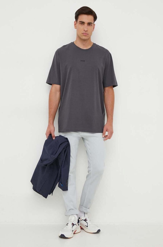 BOSS Orange T-shirt męski z bawełną TChup 50473278 szary AA00
