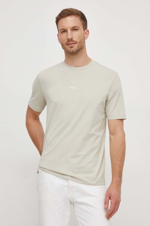 BOSS Orange t-shirt ανδρικό με βαμβάκι TChup με ελαστάν πράσινο 50473278