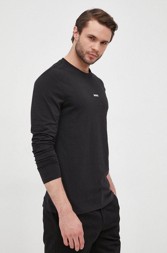 BOSS longsleeve TChark z elastanem czarny 50473286