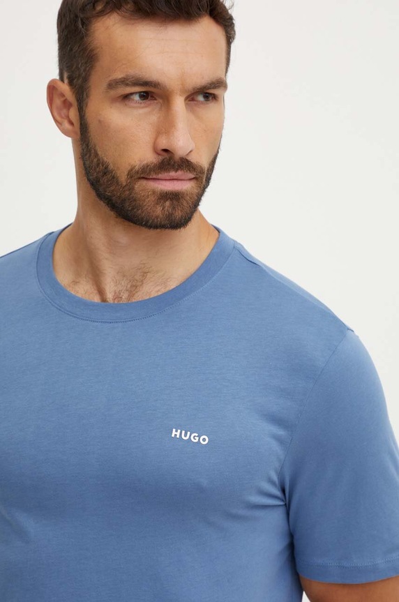 HUGO T-shirt męski bawełniany Dero222 niebieski 50466158