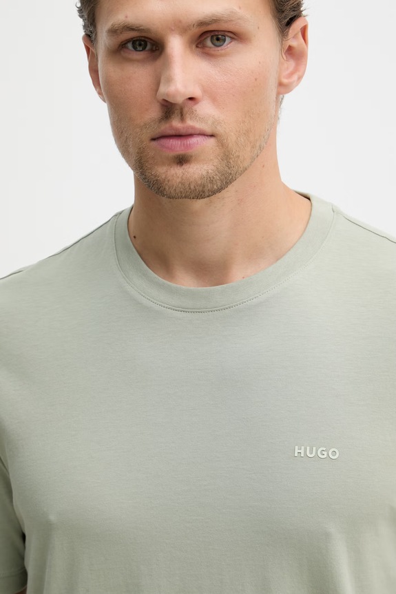 HUGO T-shirt męski bawełniany Dero222 zielony 50466158