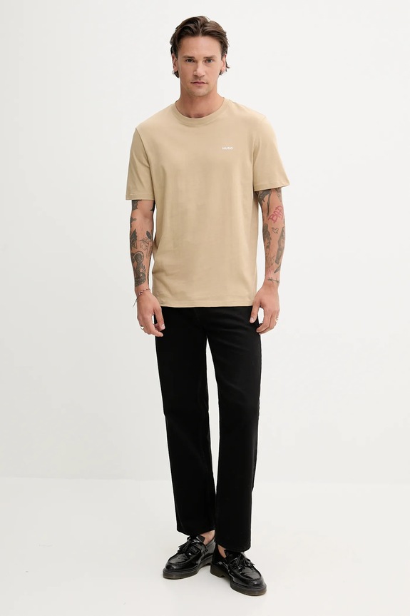 HUGO tricou bărbătesc de bumbac Dero222 50466158 bej SS26