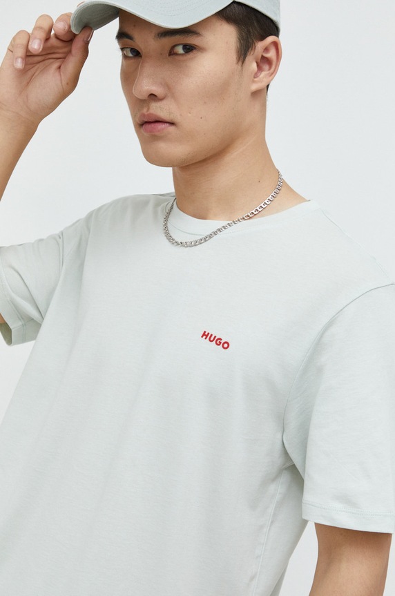 HUGO T-shirt męski bawełniany Dero222 bawełna zielony 50466158