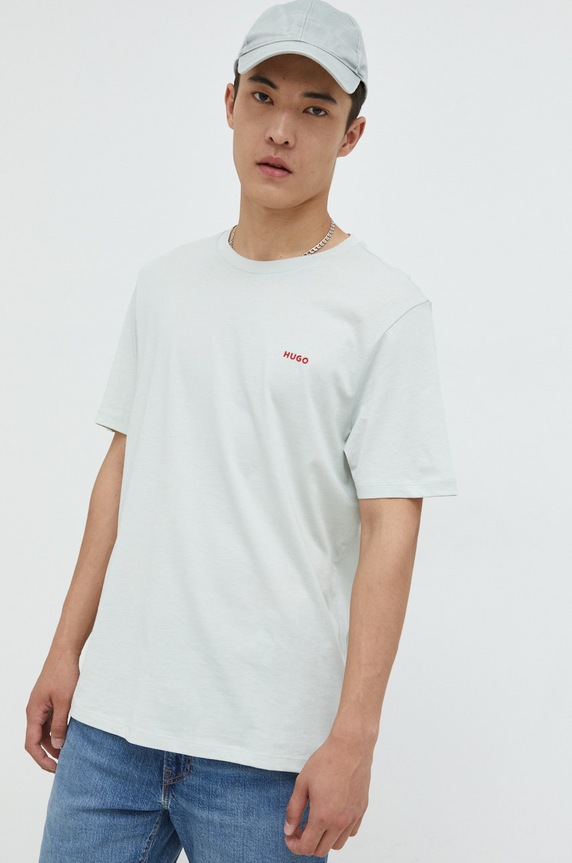 HUGO T-shirt męski bawełniany Dero222 zielony 50466158