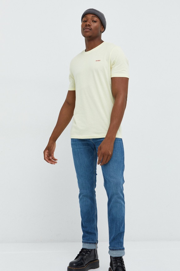 HUGO T-shirt męski bawełniany Dero222 50466158 beżowy SS26
